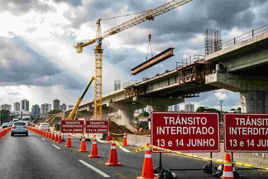 Cuiabá: Trânsito na Avenida Miguel Sutil será totalmente interditado neste fim de semana para obras de viaduto