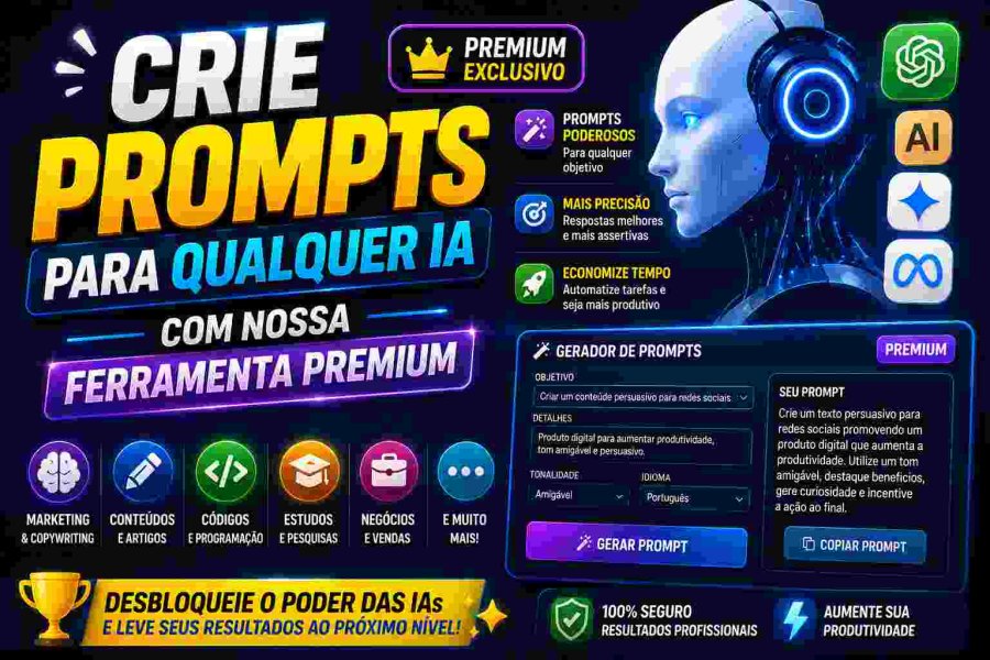Crie Prompts para qualquer IA com nossa Ferramenta Premium